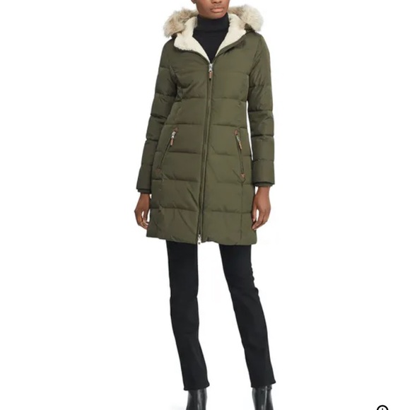 LAUREN RALPH LAUREN FAUX-FUR TRIM WOMEN'S DOWN JACKET - Picture 2 of 9